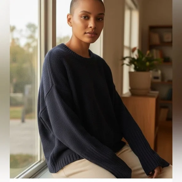 G. Label Merino Oversized Wool Sweater S Blue - Picture 1 of 6